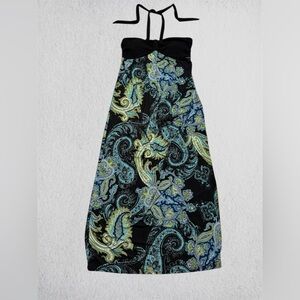Source Unknown Black and Blue Paisley Maxi Dress